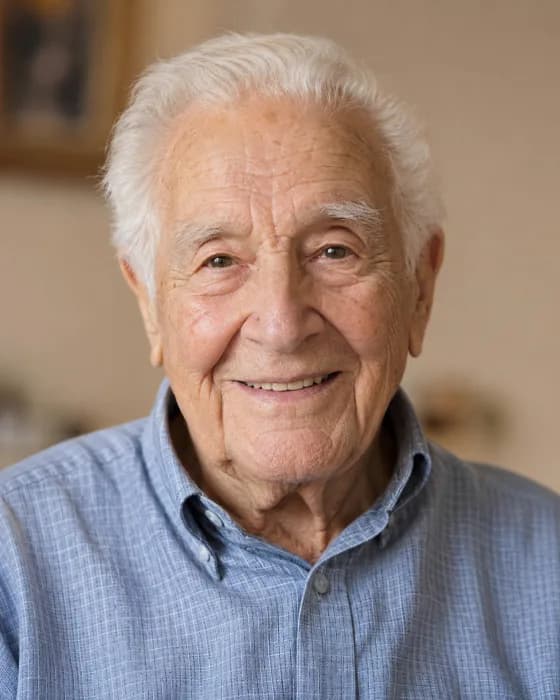 An older man at home, smiling
